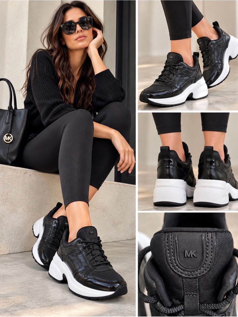 Michael Kors Olympia Extreme Trainer Black & White Chunky Sneakers